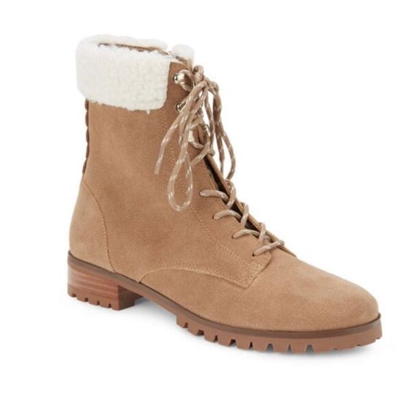 NEW Kate Spade Rafferty Faux Shearling Trim Suede Ankle Boots 8.5 - Picture 1 of 10